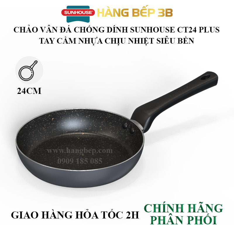 Chảo vân đá chống dính Sunhouse CT Plus 18/20/22/24/26/28/30cm - Không sử dụng bếp từ