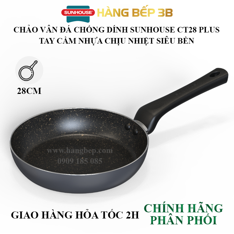 Chảo vân đá chống dính Sunhouse CT Plus 18/20/22/24/26/28/30cm - Không sử dụng bếp từ