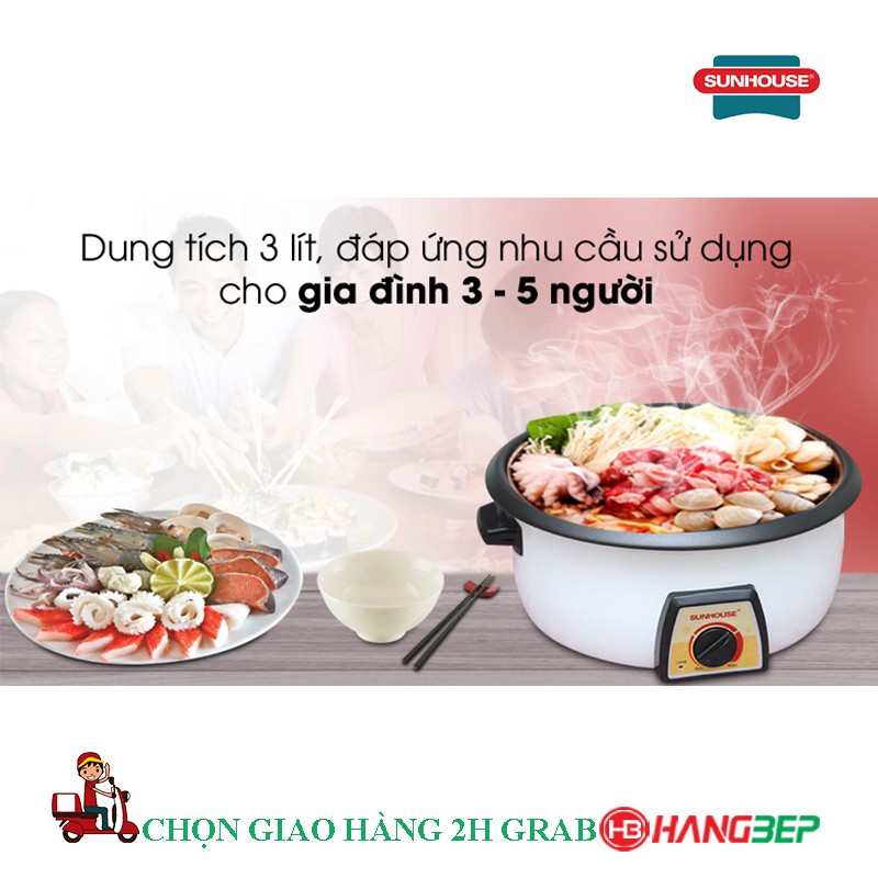 Nồi lẩu điện 3 lít Sunhouse SHD4520 / SHD4521 - mới 100%, bảo hành chính hãng 12 tháng