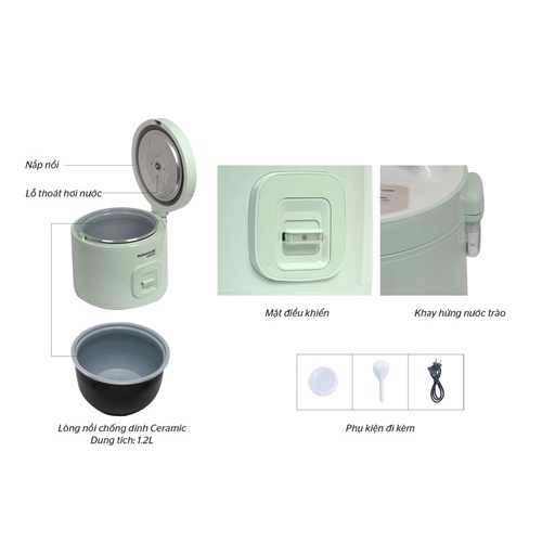 Nồi cơm điện Sunhouse 1.8 lít SHD8665B / 1.2 lít SHD8265B