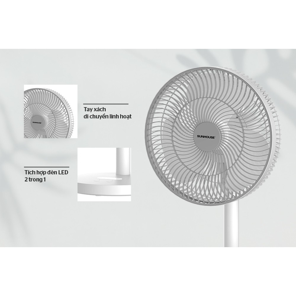 Quạt sạc điện Sunhouse SHD7115 - Bảo hành chính hãng 1 năm