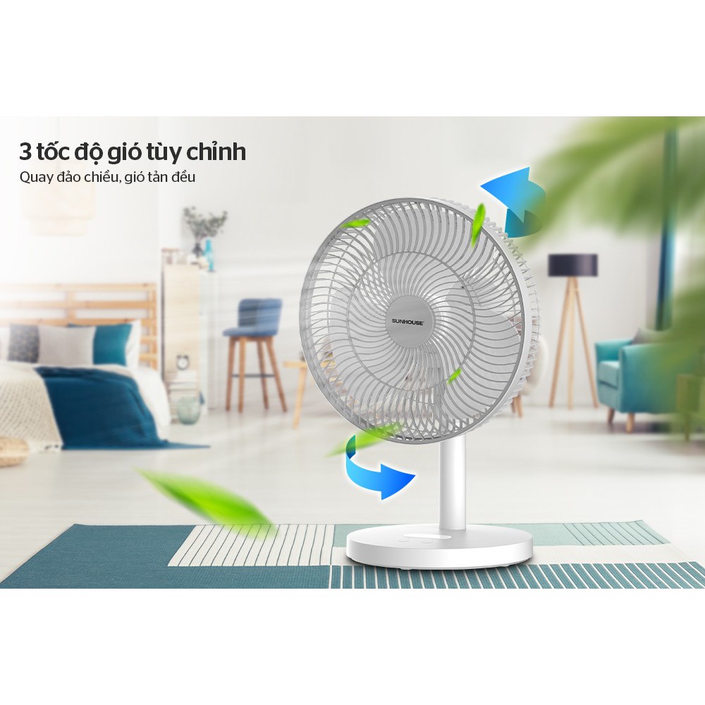 Quạt sạc điện Sunhouse SHD7115 - Bảo hành chính hãng 1 năm