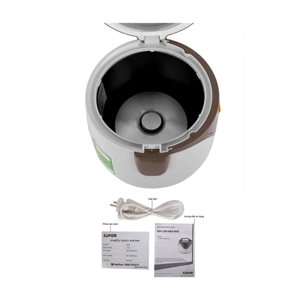 Nồi cơm điện Supor 0.8 lít CFXB16YB3VN - Hàng chính hãng bảo hành toàn quốc 12 tháng