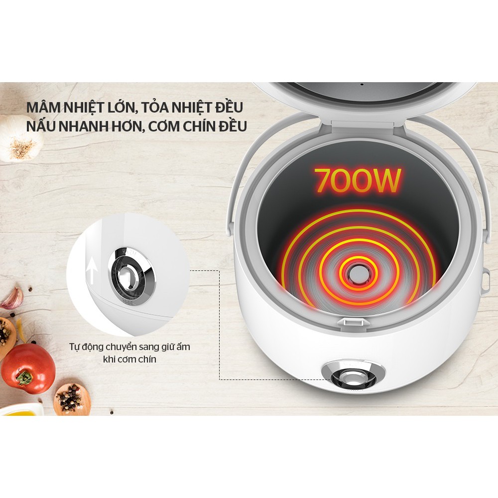 Nồi cơm nắp gài Sunhouse Mama 1.8 lít SHD8606 - Hai màu xanh, đỏ - Bảo hành chính hãng 1 năm