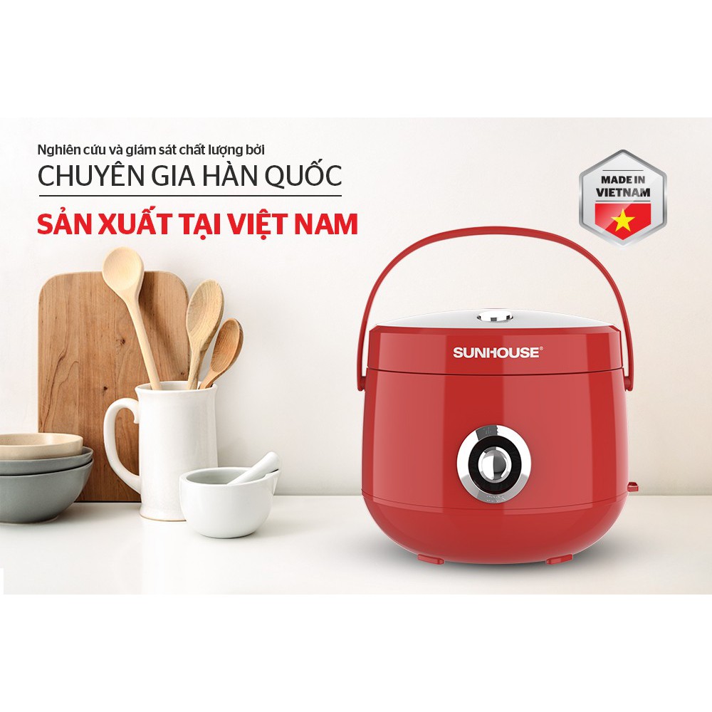 Nồi cơm nắp gài Sunhouse Mama 1.8 lít SHD8606 - Hai màu xanh, đỏ - Bảo hành chính hãng 1 năm