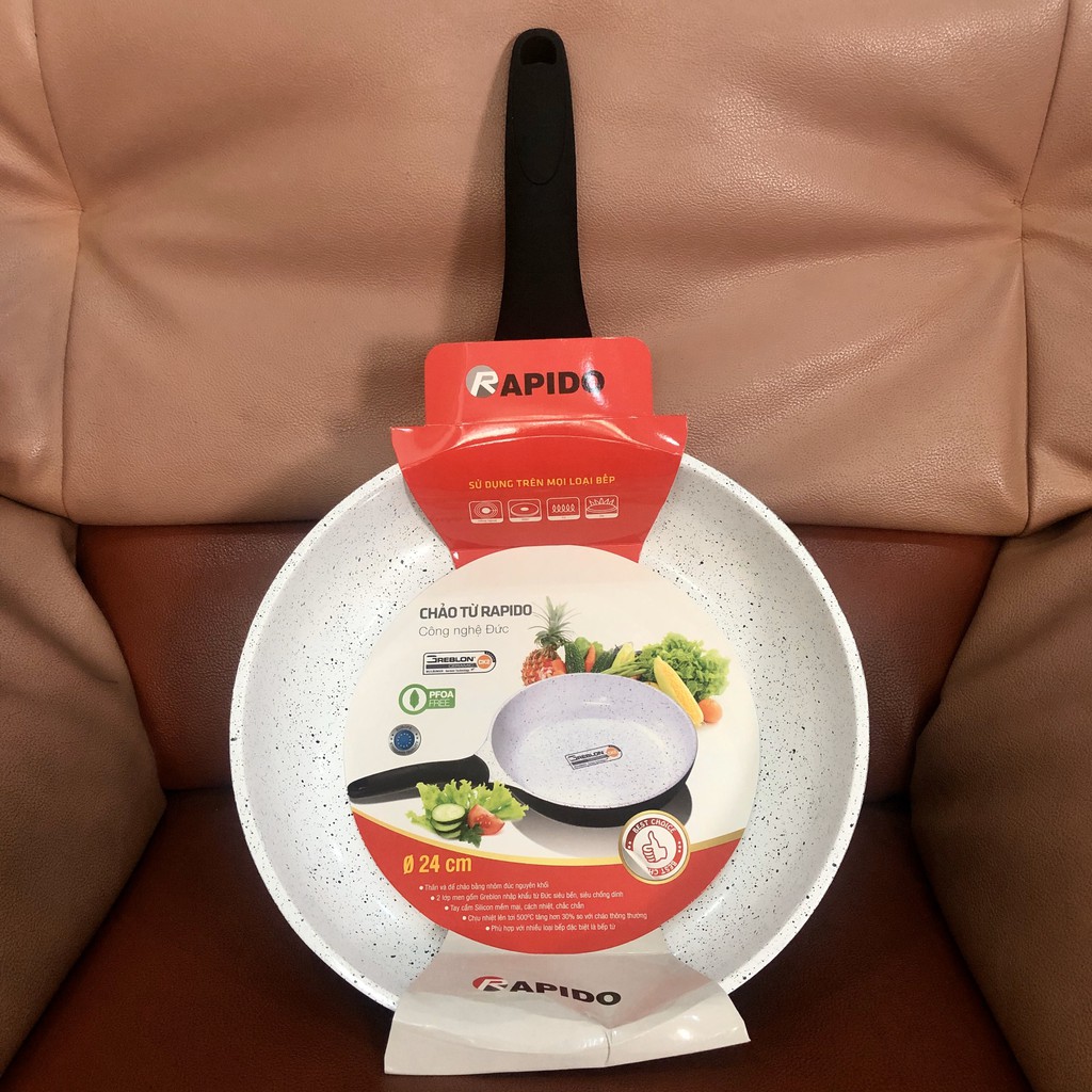 Chảo đúc chống dính Ceramic đáy từ Đức Rapido 20cm/24cm/28cm