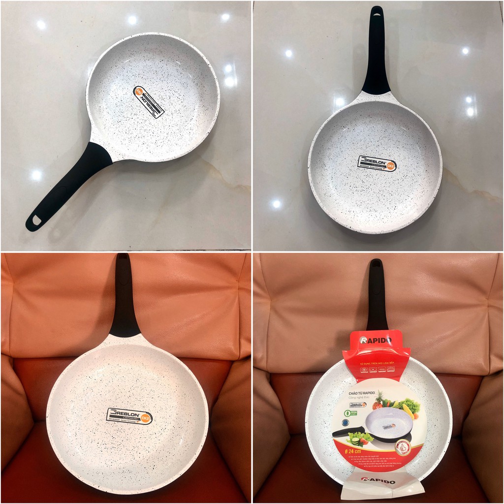 Chảo đúc chống dính Ceramic đáy từ Đức Rapido 20cm/24cm/28cm
