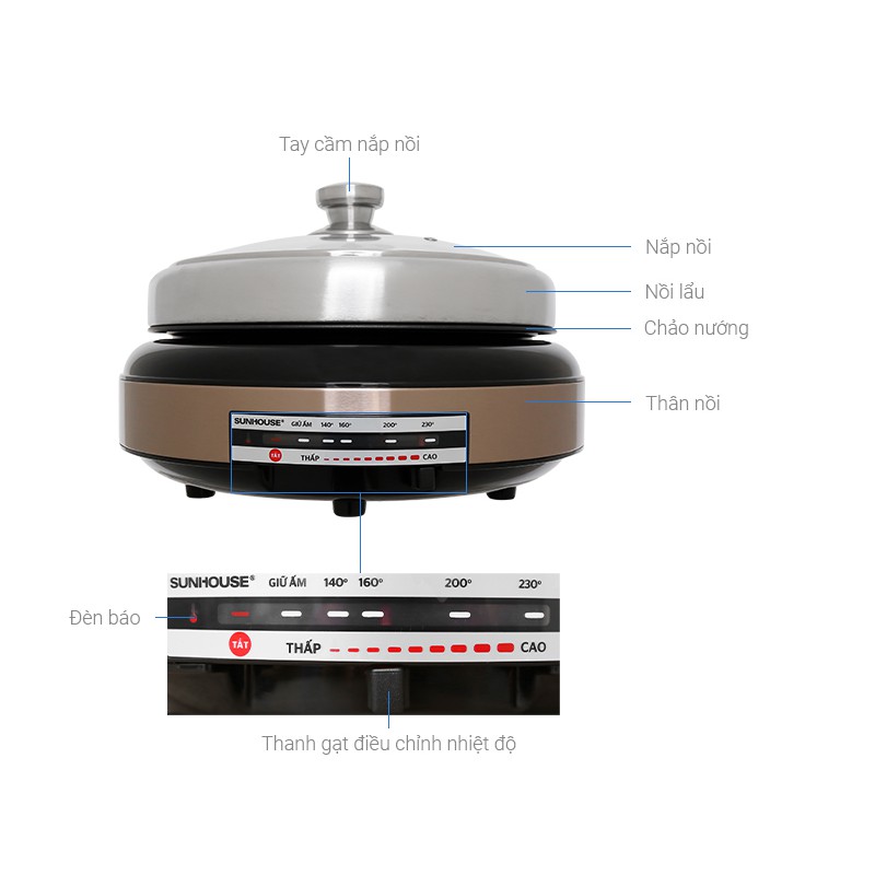 Nồi lẩu điện đa năng Sunhouse SHD4526 4 lít - Bảo hành chính hãng 12 tháng