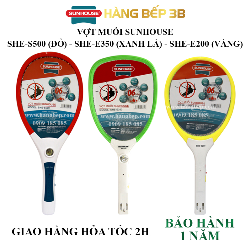 Vợt bắt muỗi Sunhouse S500/E350/E200 - Bảo hành chính hãng toàn quốc 12 tháng