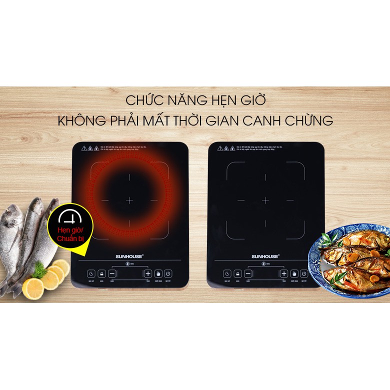 Bếp hồng ngoại cảm ứng Sunhouse SHD 6015 + Vỉ nướng - Bảo hành chính hãng 12 tháng