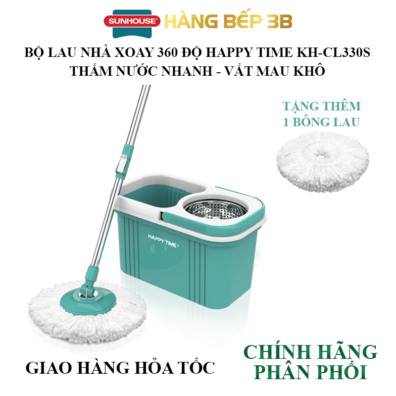 Bộ lau nhà xoay 360 độ Happy Time KH-CL330S [tặng thêm 1 bông lau][Sunhouse]