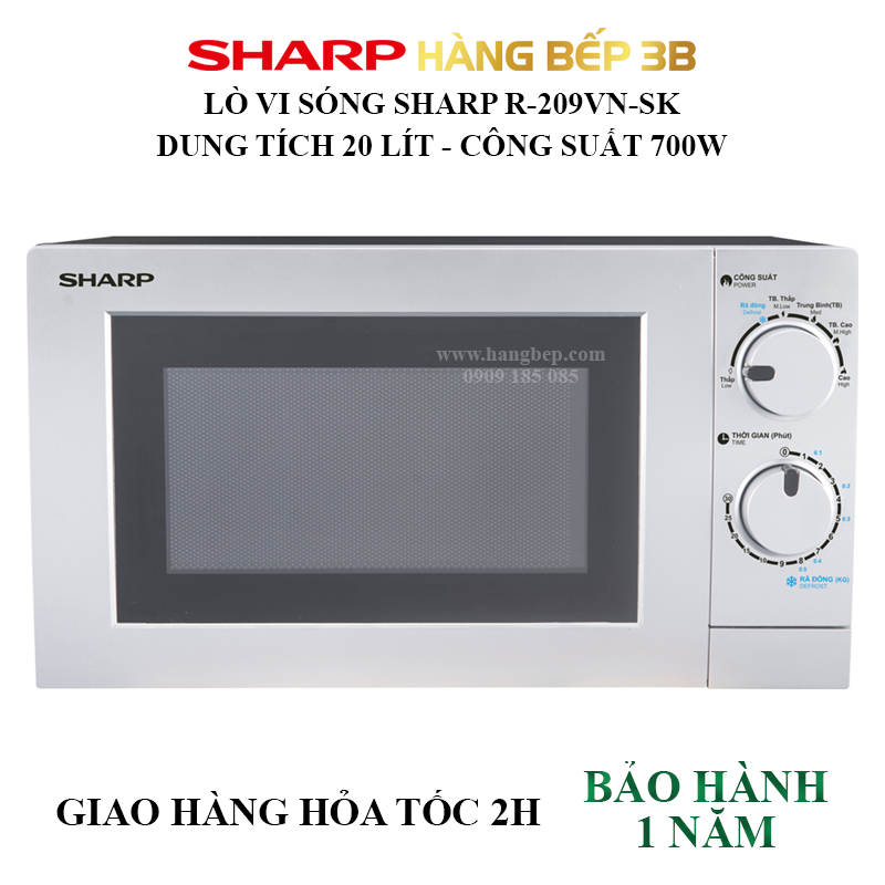 Lò vi sóng Sharp 20 lít R-202VN-S / R-209VN-SK - Bảo hành tại hãng 12 tháng toàn quốc