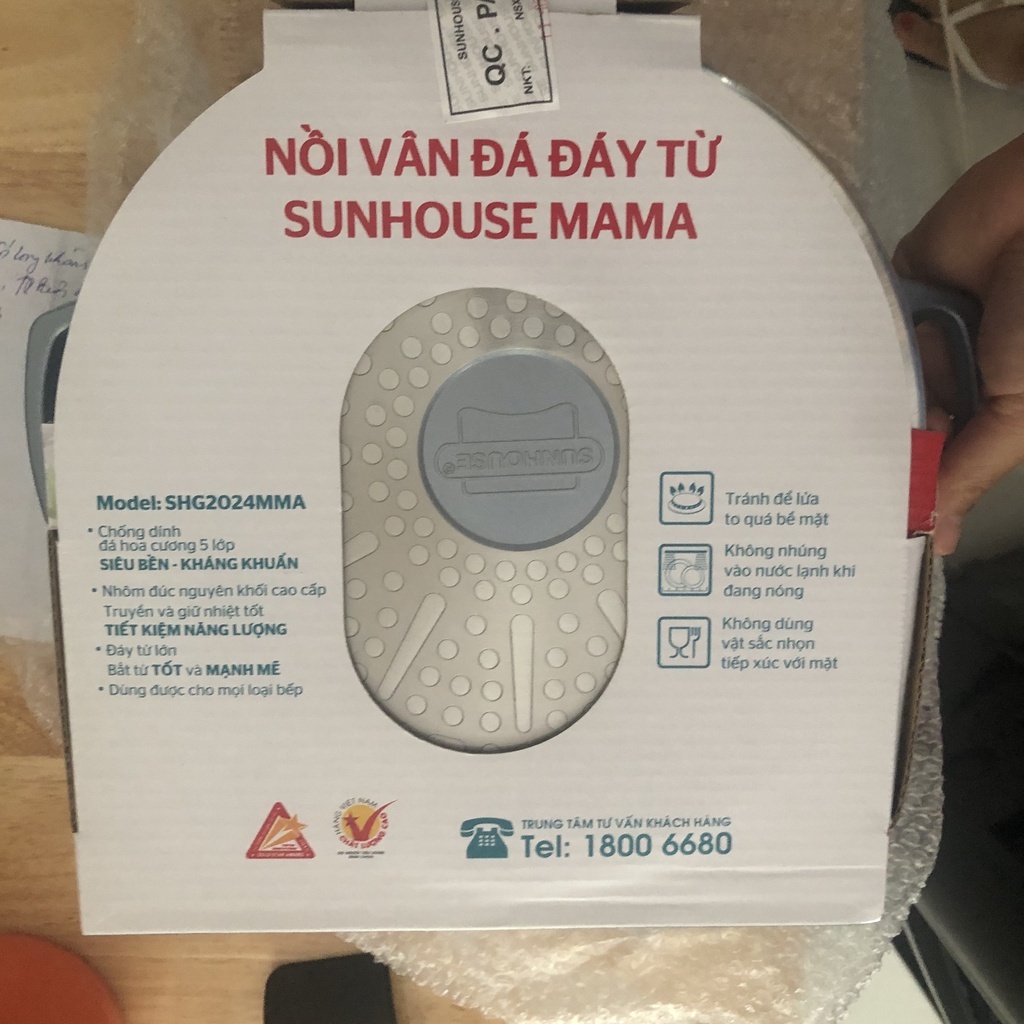 Nồi vân đá 20cm/24cm đáy từ Sunhouse MAMA
