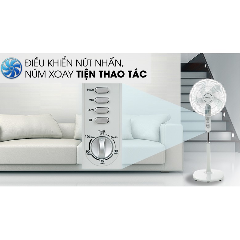 Quạt đứng Toshiba F-LSA10(K)VN - [Đen/Xám/Trắng]