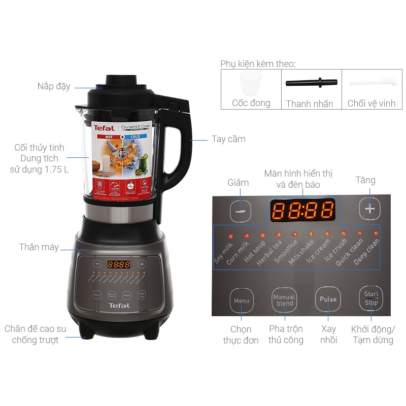 Máy làm sữa hạt sinh tố Tefal BL967B66 1300W - Bảo hành chính hãng 2 năm