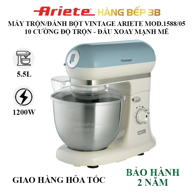 Máy đánh bột Ariete MOD 1588/05 Vintage - [thương hiệu Italia][xanh dương[