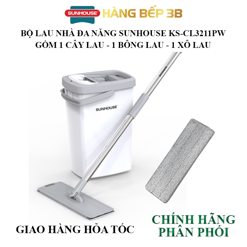 Bộ lau nhà đa năng Space Saving thế hệ mới Sunhouse KS-CL3211PW - Model mới 4.2022 - Phân phối chính hãng