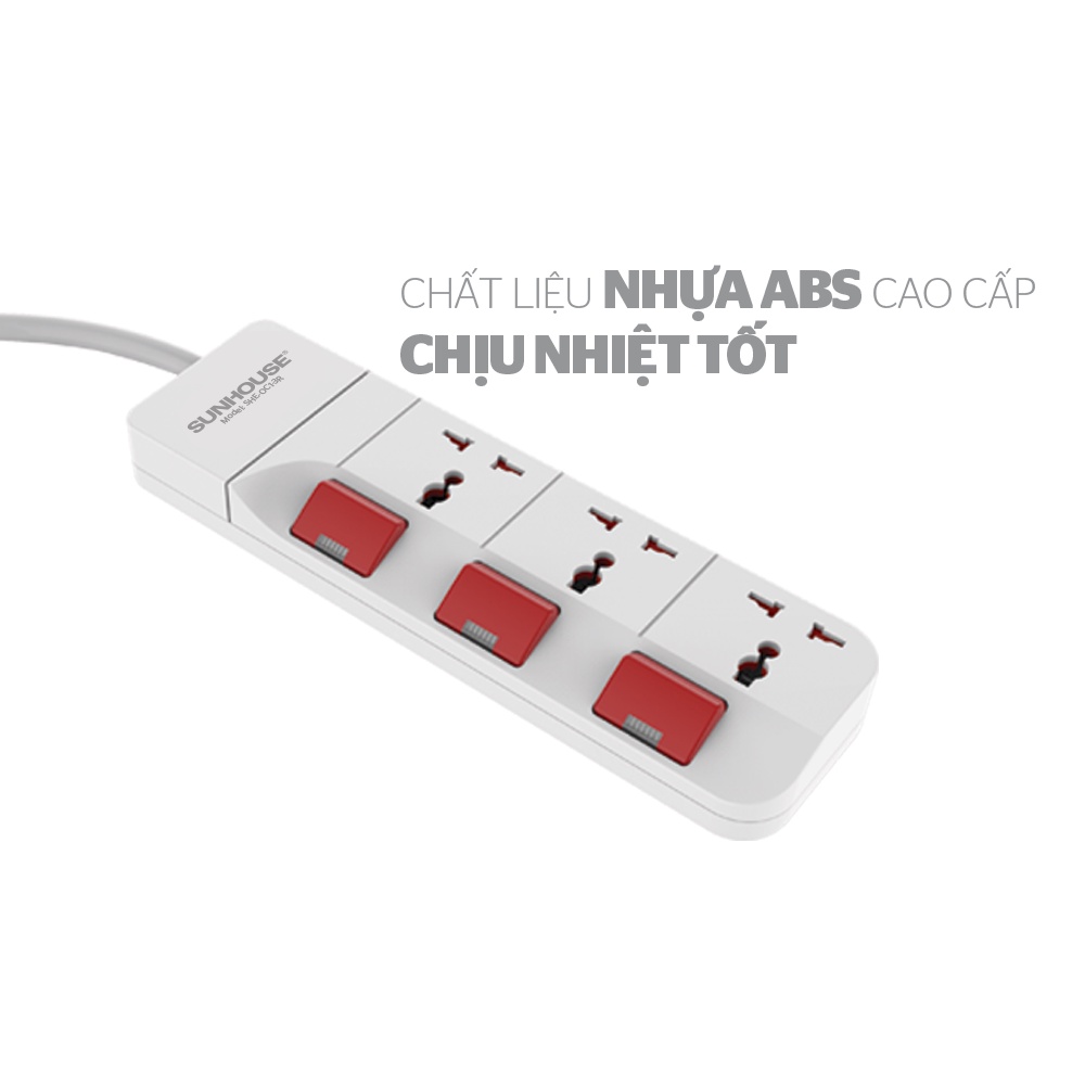 Ổ cắm điện Sunhouse SHE-OC1-3R - 2 chấu, 3 chấu chính hãng phân phối, bảo hành toàn quốc