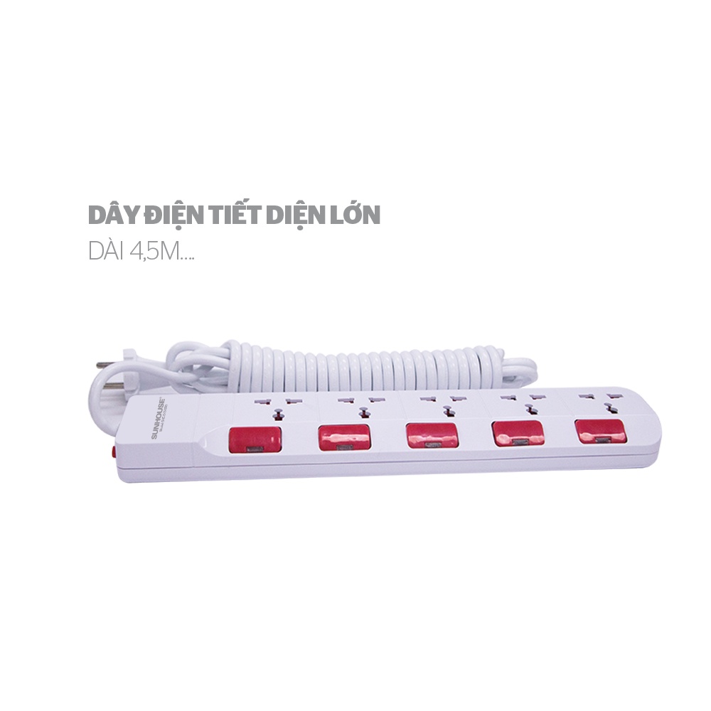 Ổ cắm điện Sunhouse SHE-OC1-3R - 2 chấu, 3 chấu chính hãng phân phối, bảo hành toàn quốc