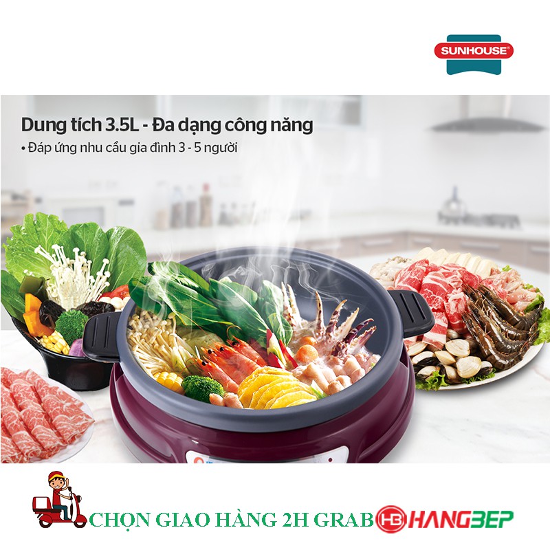 Nồi lẩu điện đa năng Sunhouse SH535L 3.5 lít - chính hãng mới 100%