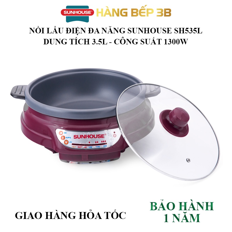 Nồi lẩu điện đa năng Sunhouse SH535L 3.5 lít - chính hãng mới 100%