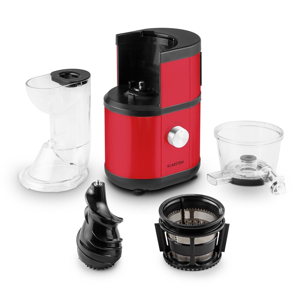 Máy ép chậm trái cây công suất lớn Klarstein - 400W - Đỏ/Bạc Inox - Hàng chính hãng, bảo hành 12 tháng