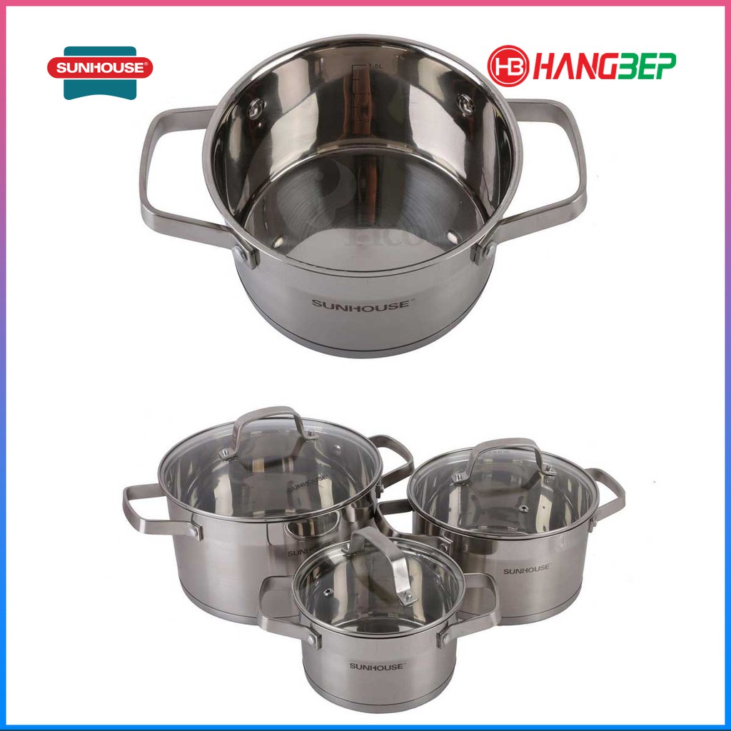 Bộ nồi Inox cao cấp 5 đáy Sunhouse SH780 cho các loại bếp