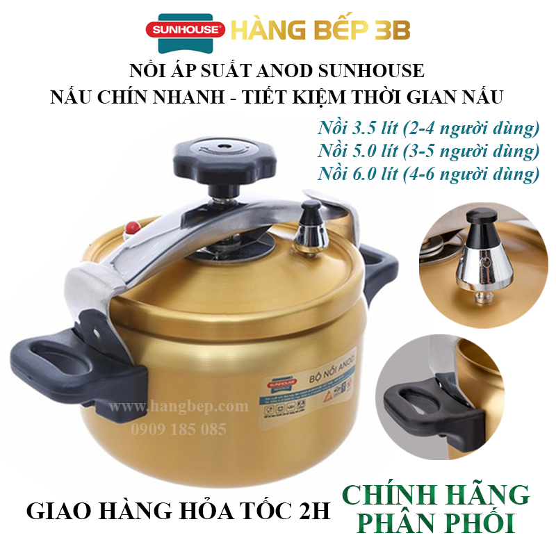 Nồi áp suất cơ Anod Sunhouse SHA8604 6 lít / SHA8504 5 lít / SHA8354 3.5 lít/ LC600 6 lít