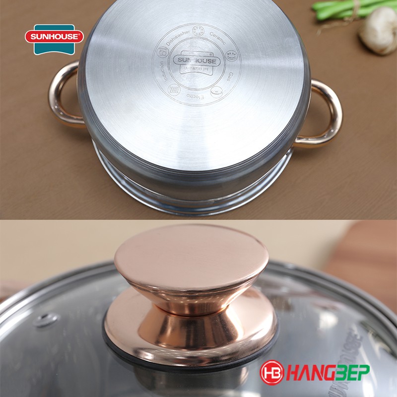 Bộ nồi inox 5 đáy Sunhouse SH781 (16cm/20cm/24cm)
