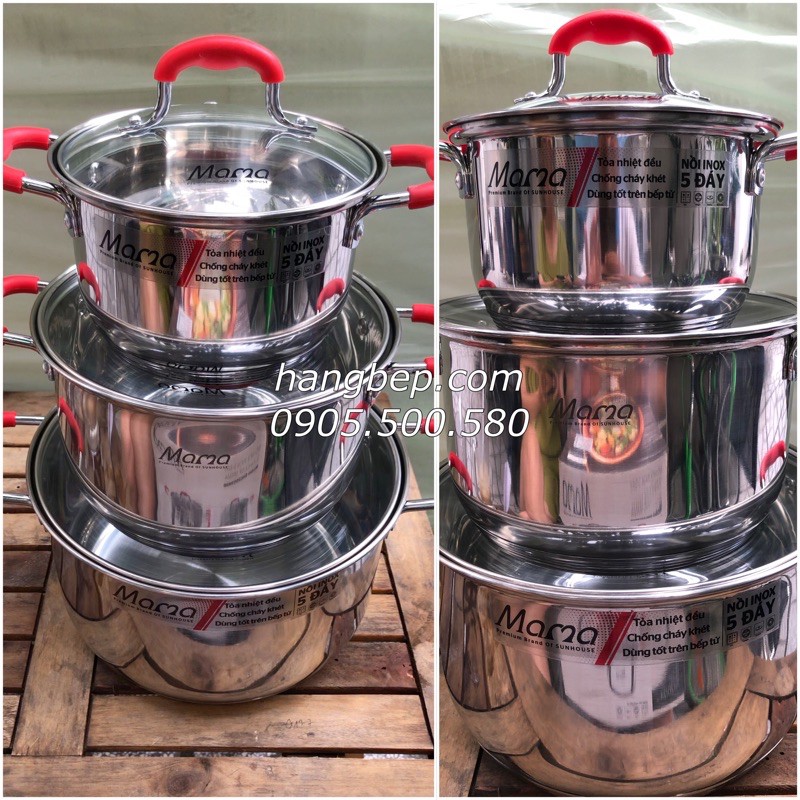 Bộ nồi inox 5 đáy SUNHOUSE SHG2503MSD - Sử dụng cho mọi loại bếp