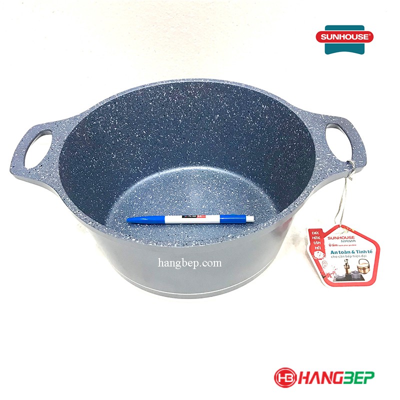 Bộ đôi nồi quánh vân đá chống dính đáy từ Sunhouse 16cm & 20cm