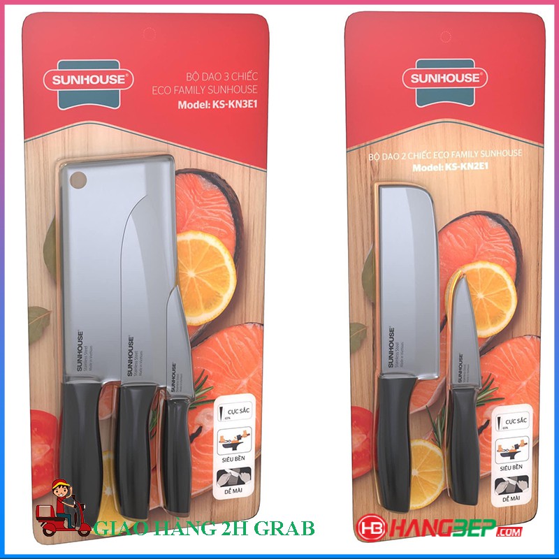 Bộ 3 dao Eco Family Sunhouse KS-KN3E1 / KS-KN3E2 (10cm/16.5cm/19cm)