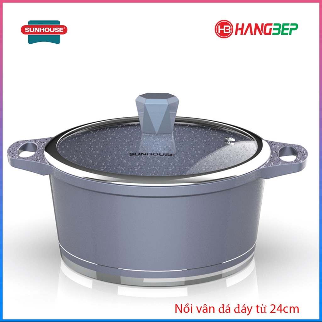 Bộ 3 nồi quánh vân đá đáy từ Sunhouse SHG2003MMA - Xanh