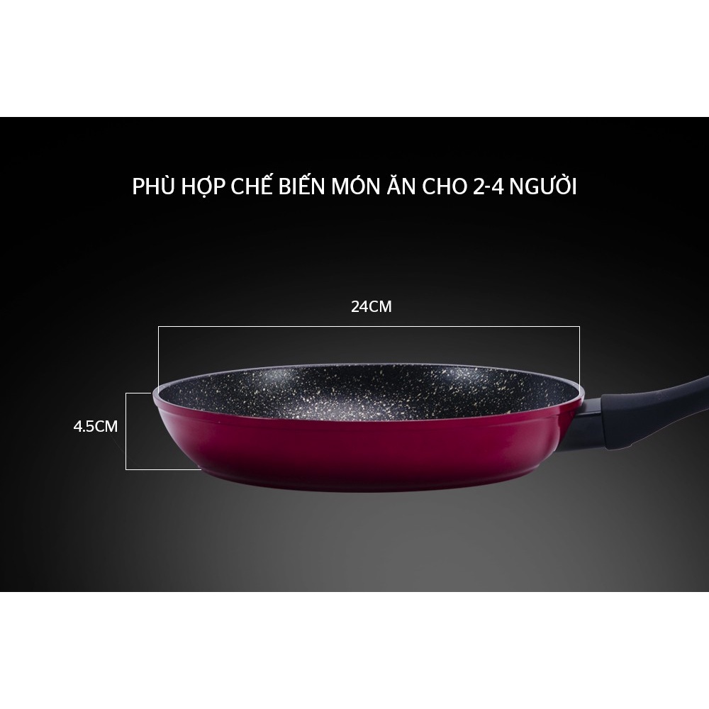 Chảo đá hoa cương đáy từ Sunhouse 28cm/26cm/24cm