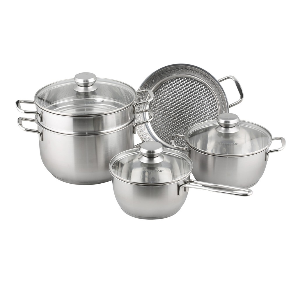 Fivestar Bộ 5 nồi 3 đáy nắp kính Inox FS08CG1