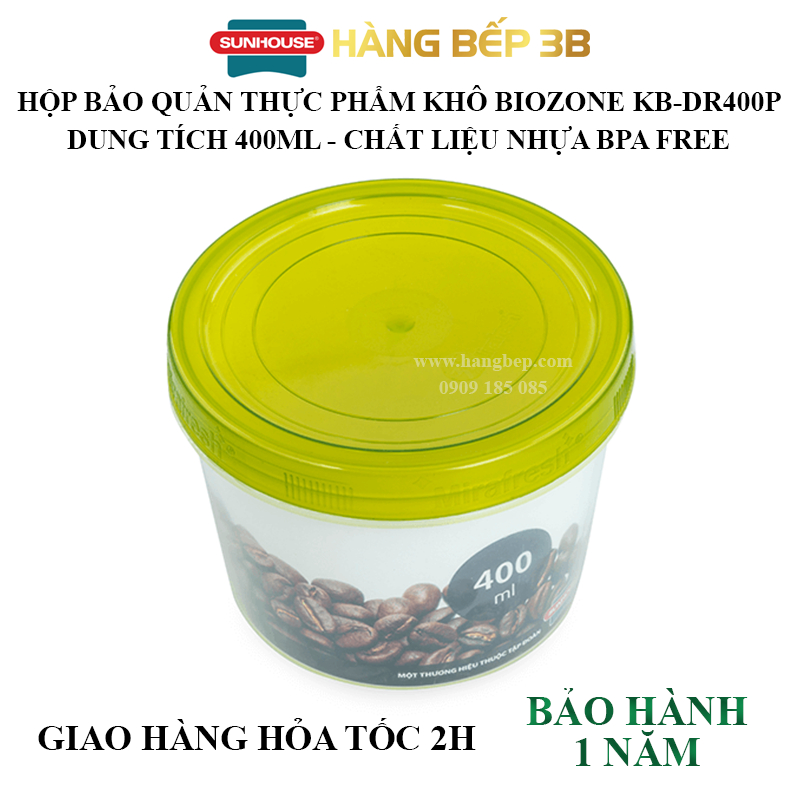 Hộp bảo quản thực phẩm khô BioZone 400ml KB-DR400P