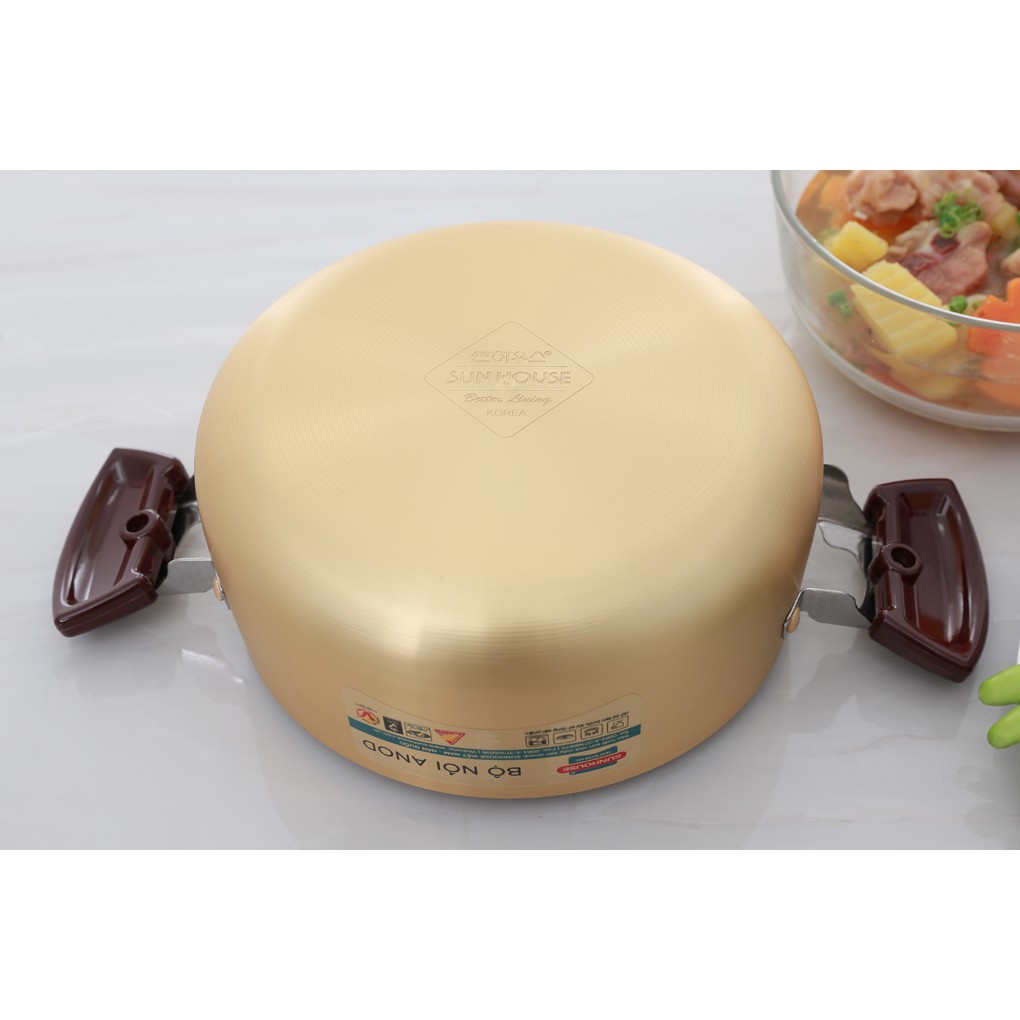 Bộ 3 nồi nhôm Anod Sunhouse SH6634 (16cm/20cm/24cm)