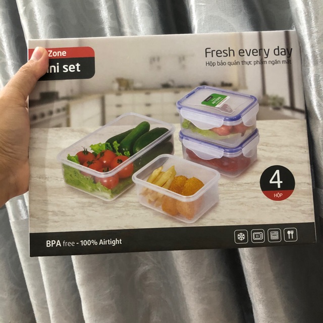Bộ 4 hộp bảo quản thực phẩm ngăn mát BioZone Mini Set KB-CO4P01