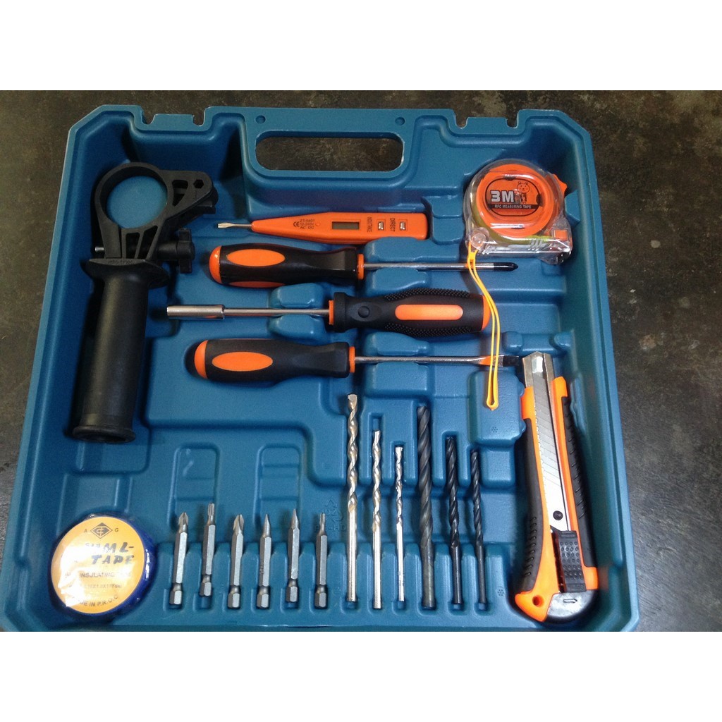 Máy khoan điện Makita, máy khoan tường sắt gỗ 13 ly RE full đồ nghề gia đình tặng kèm phụ kiện 45 chi tiết