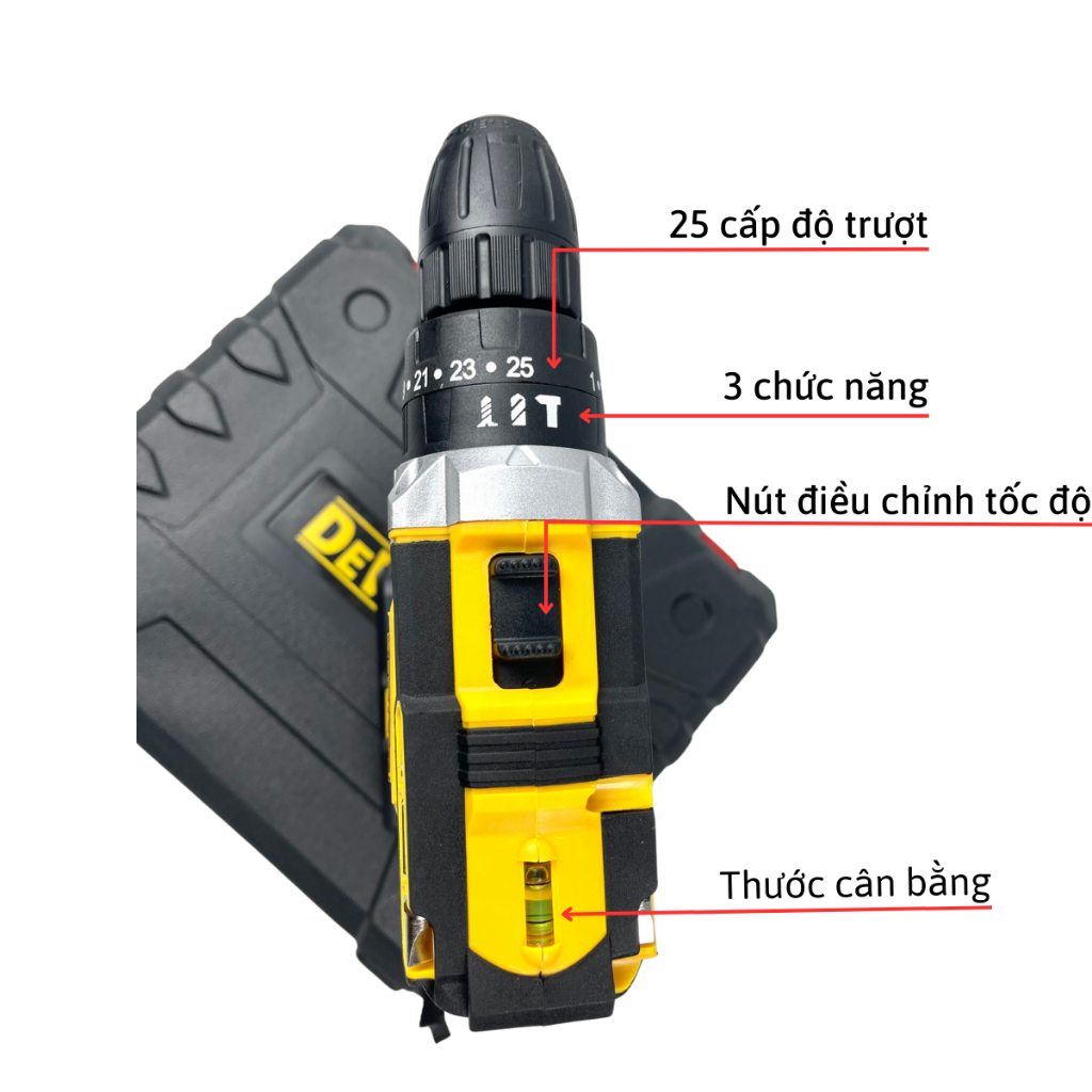 Máy khoan pin Dewalt 72v, máy khoan cầm tay 3 chức năng có búa tặng kèm phụ kiện 24 chi tiết