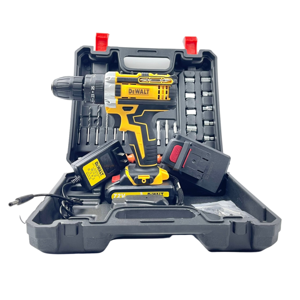 Máy khoan pin Dewalt 72v, máy khoan cầm tay 3 chức năng có búa tặng kèm phụ kiện 24 chi tiết