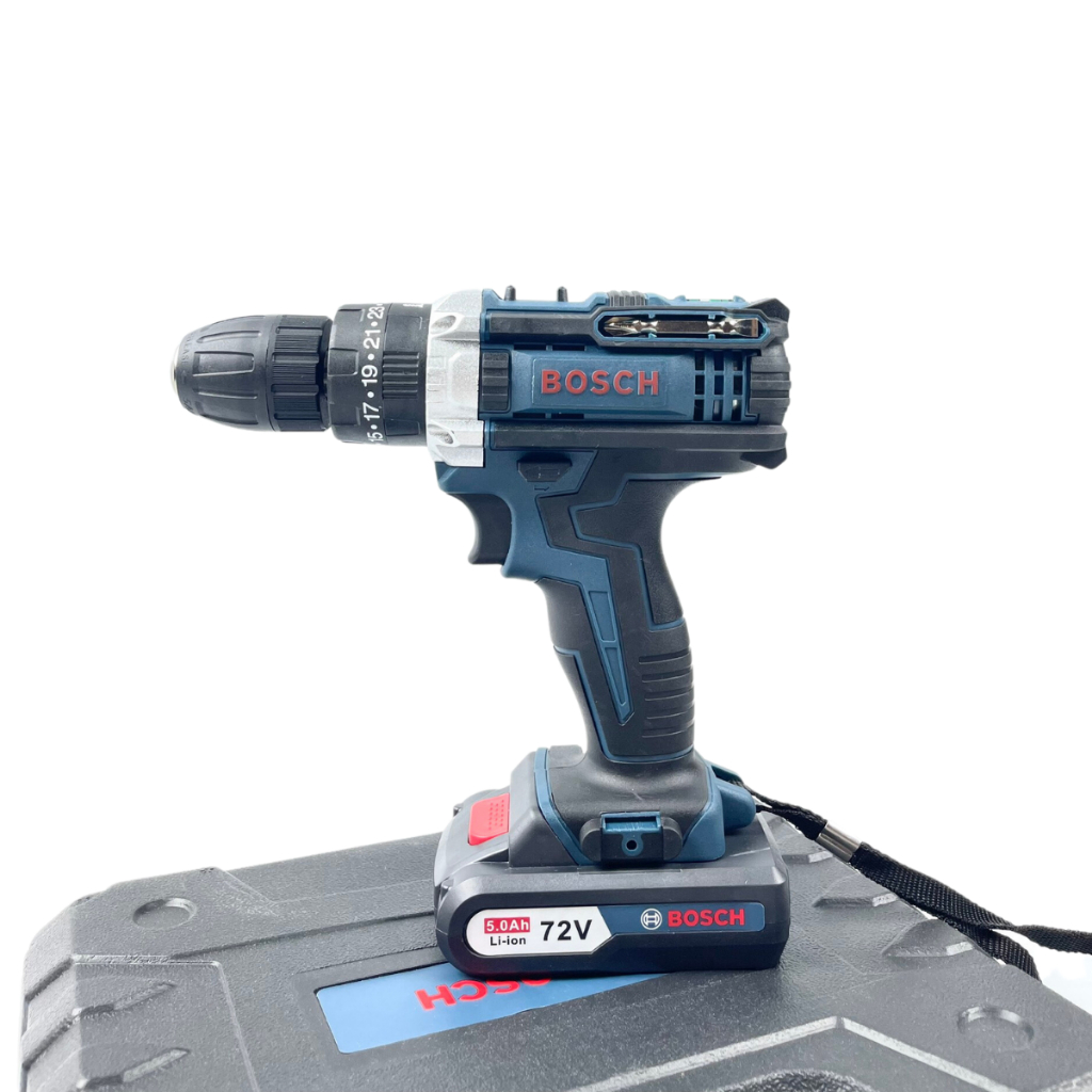Máy khoan pin Bosch 72v, máy khoan cầm tay 3 chức năng có búa tặng bộ phụ kiện 24 chi tiết