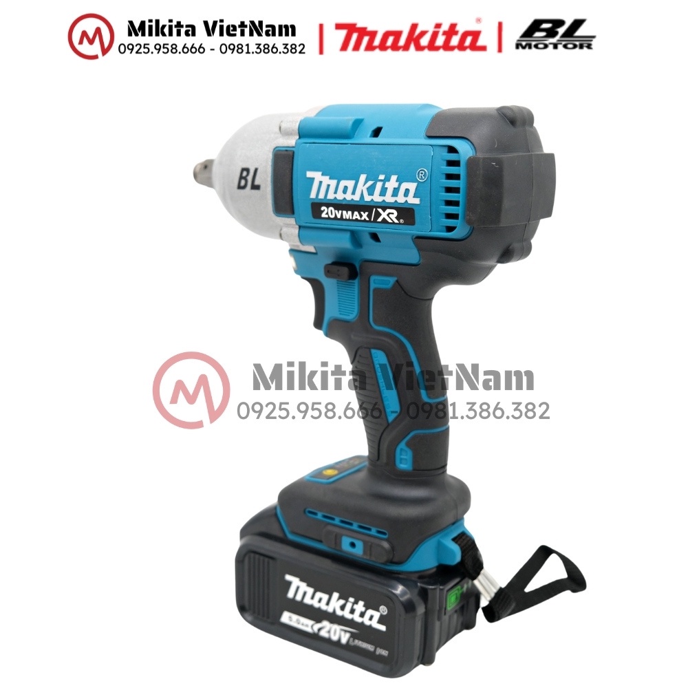 Máy siết bulong Makita 20v lực siết 880N.m động cơ không chổi than tặng đầu khẩu và đầu chuyển vít