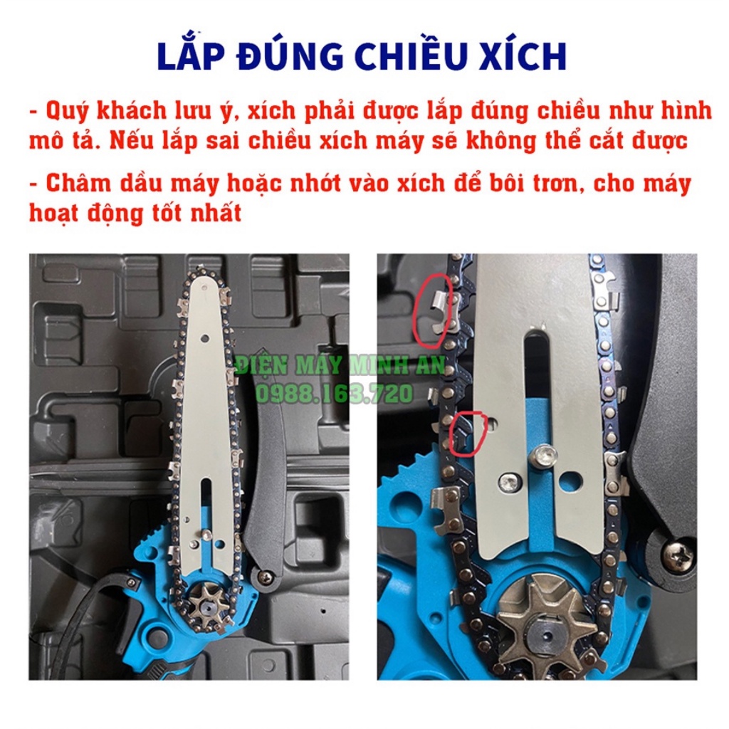 Máy cưa xích cầm tay, máy cưa mini dùng pin Makita 199v không chổi than, pin khủng 10cell cưa gỗ cầm tay máy siêu khỏe
