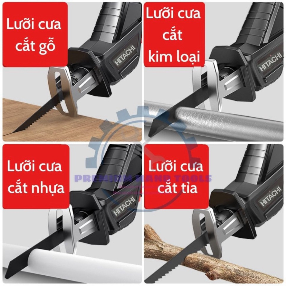Máy cưa kiếm dùng pin Hitachi, máy cưa cầm tay đa năng tặng kèm 4 lưỡi cắt