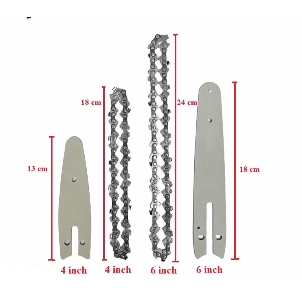 Lam xích dùng cho máy cưa xích chạy pin, lưỡi cưa dài 4 inch và 6 inch