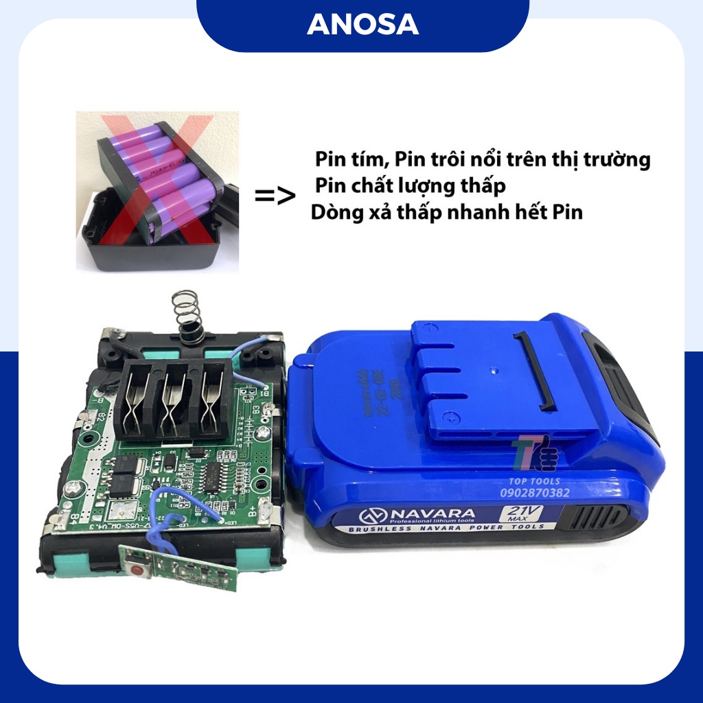 Pin máy khoan 21v, pin 5 cell chân pin máy 20-21v, pin có dung lượng khủng 2000mah/1 viên
