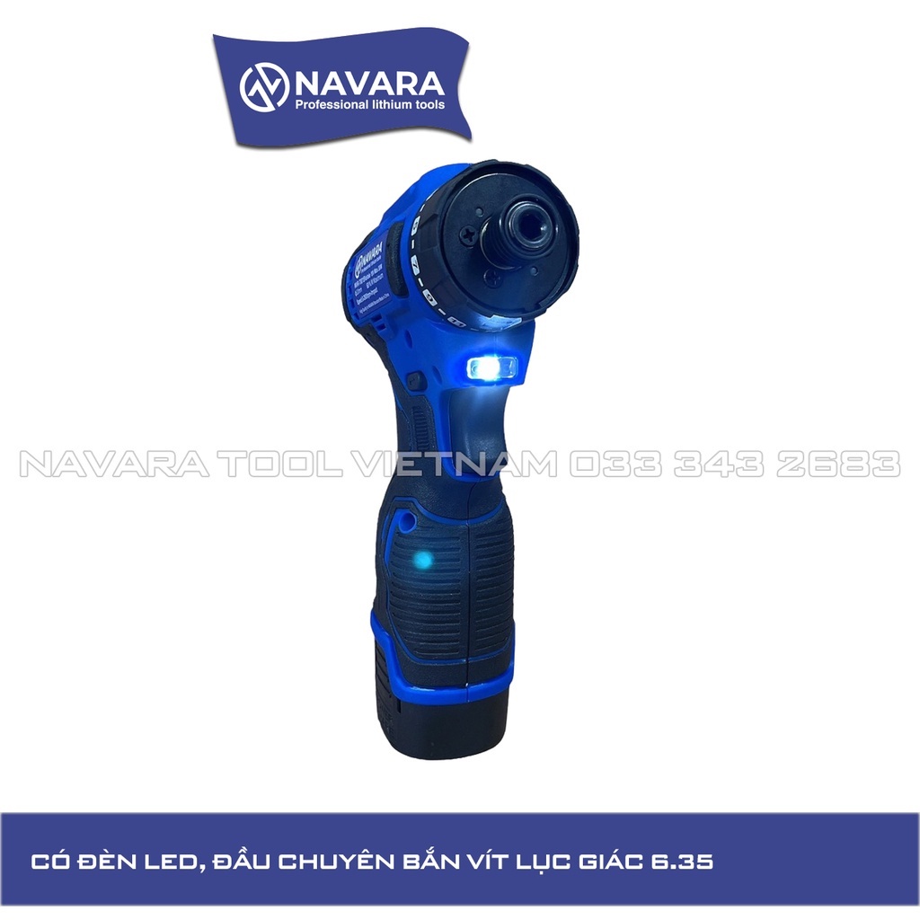 Máy chuyên vít Navara 7001B tặng 2 mũi khoan đa năng Động cơ Không chổi than bền bỉ và mạnh mẽ, Dây đồng nguyên chất
