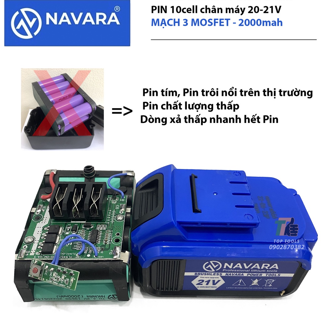 Pin máy khoan, pin máy siết bulong, Pin 10 cell 21V mạch 3 mosfet