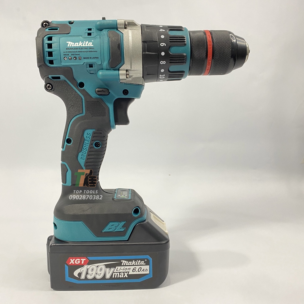Máy khoan pin Makita không chổi than sử dụng chân Pin thông dụng, Đầu kẹp autolock